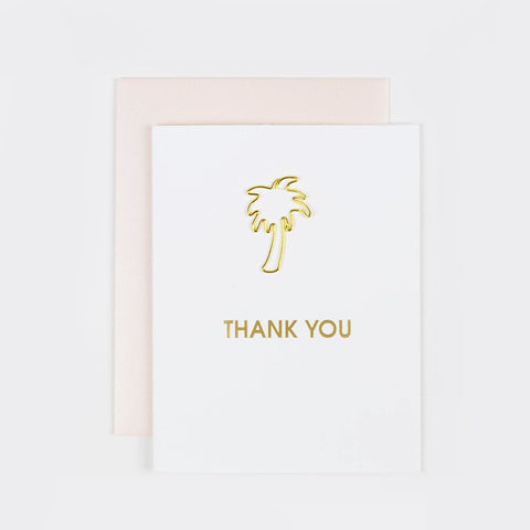 Thank You - Palm Paper Clip Letterpress Card