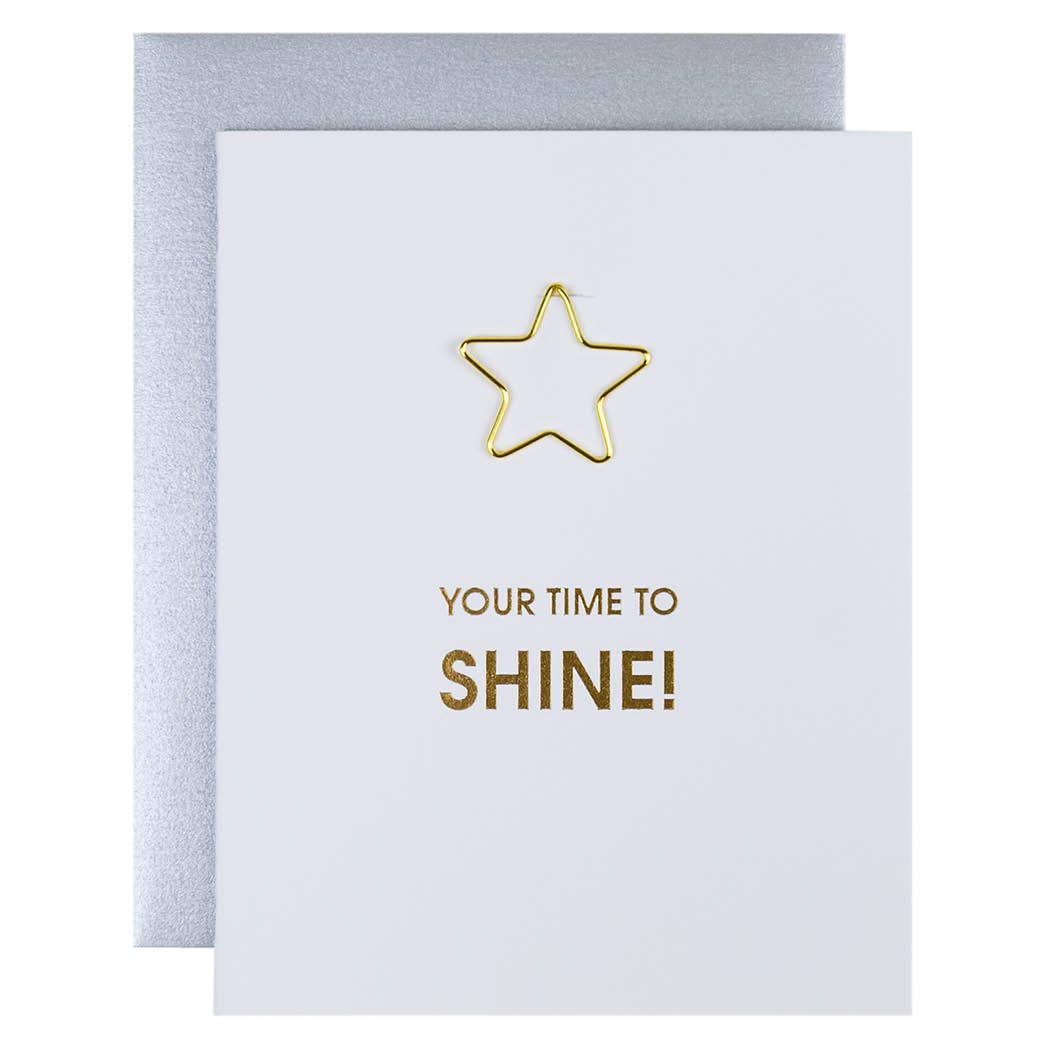 Your Time to Shine - Star Paper Clip Letterpress Card
