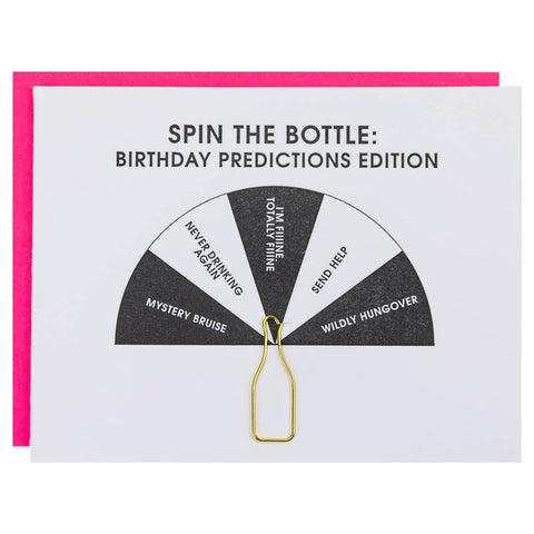 Spin The Bottle Birthday Letterpress Paper Clip  Card