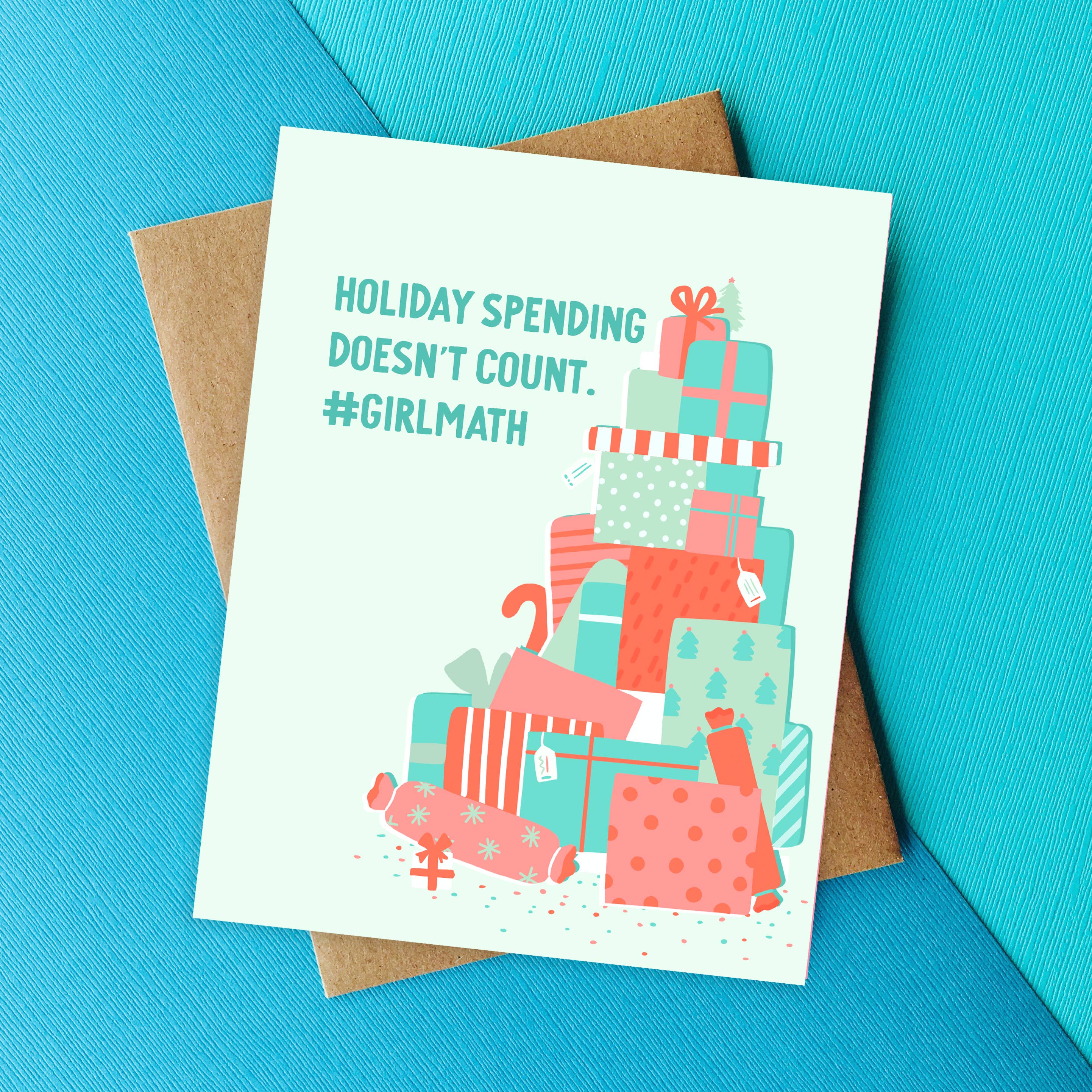 Girl Math Funny Christmas Card - Pop Culture Holiday Card