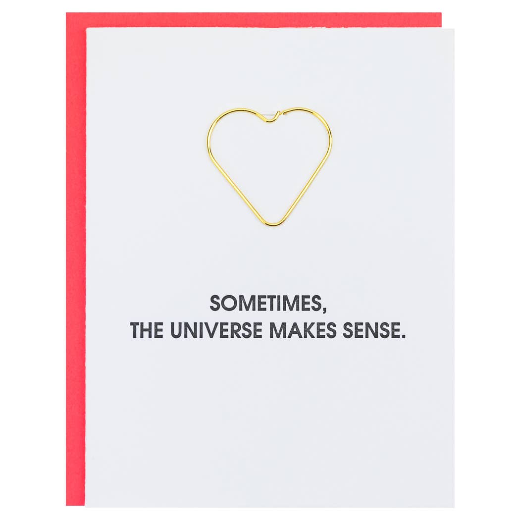 Universe Makes Sense - Heart Paper Clip Letterpress Card