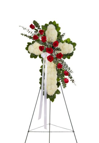 Peace and Prayers Standing Cross in Red & White