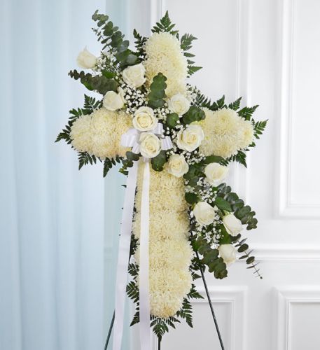 Peace & Prayers Standing Cross In White