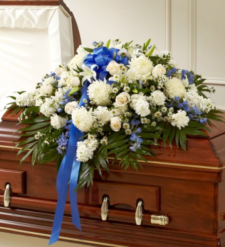 Rose Half Casket In Blue & White