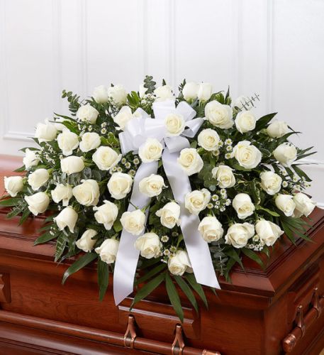 Rose Half Casket In White