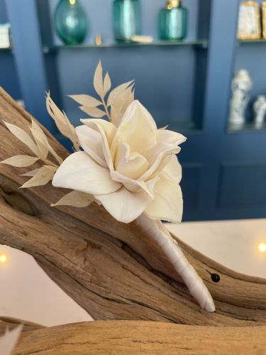 Wood Flower Boutonniere