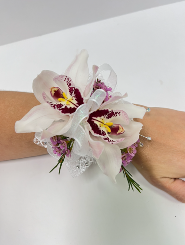 White Cymbidium Orchid Corsage