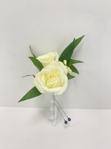 White Spray Rose Boutonniere